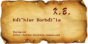 Köhler Borbála névjegykártya